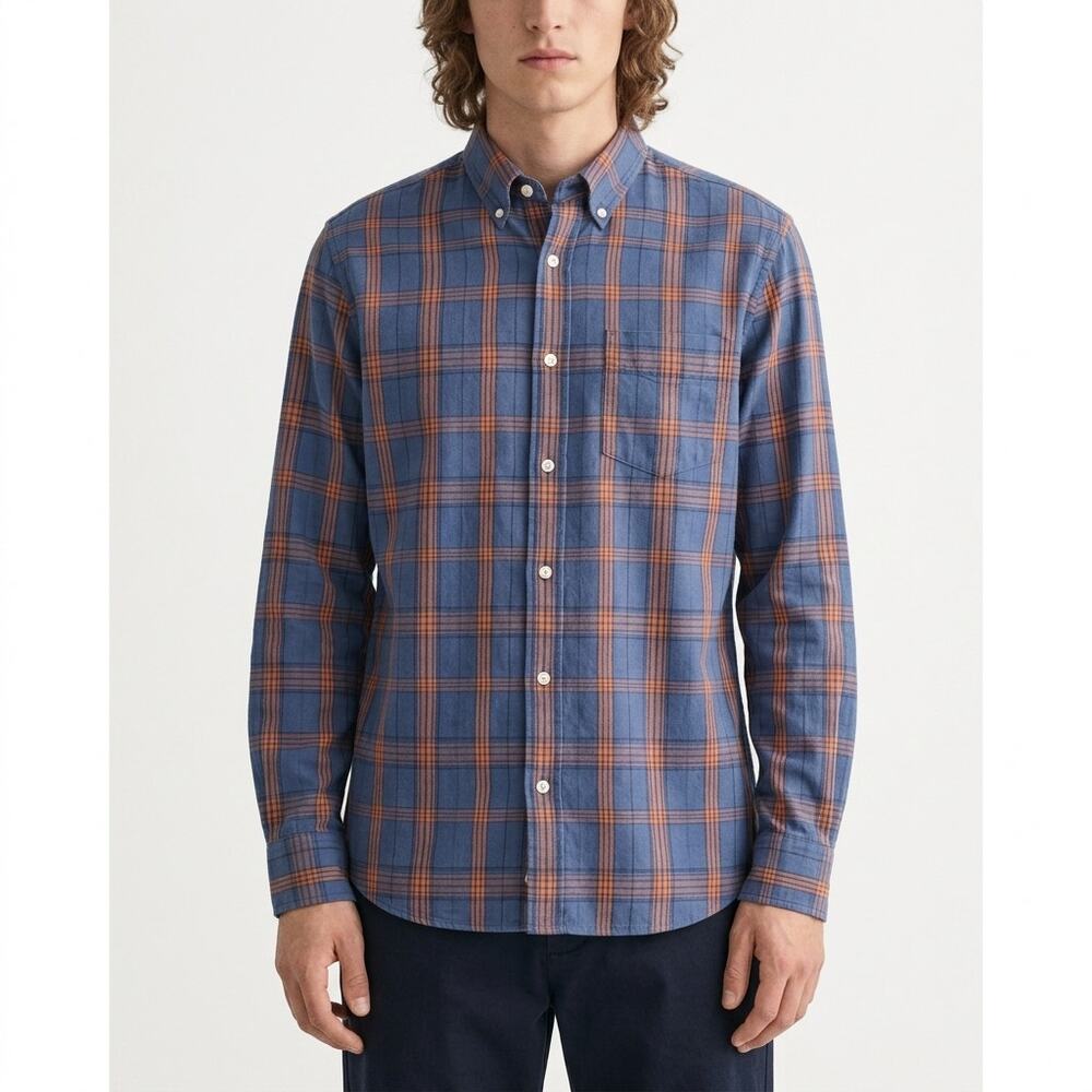Gant Cambridge Twill Blue Plaid Button-Up Shirt Men Size XL
